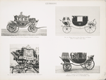 Fig. 58. - The old state carriage of Kings of Prussia; Fig. 59. - Dress coach of King William I. of Prussia. (Built in London about 1852.); Fig. 60. - Hammercloth of the new state coach of King William I; Fig. 61. - Landau of the Empress Frederick, presented by the City of Koenigsburg, 1858. Germany.