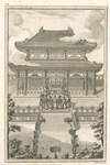 Tchen-Soung, troisieme Empereur de la Dynastie de Soung, fait les cérémonies respectueuses devant la représentation de Confucius ...
