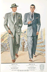 Model No. 707. Young men's two-button drape or lounge style; Model No. 708. Young men's three-button drape or lounge style.