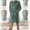 Model No. 736. Fashionable three-button topcoat; Model No. 737. Topcoat with military collar; Model No. 738. Military collar bal-raglan; Model No. 739. Fashionable raglan topcoat; Model No. 740. Fly front bal-raglan topcoat.