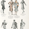 Tailored smartness in spring suits for ladies: the single-breasted open pleat waist-line style; double-breasted model of the open pleat waist-line style; three-button sport style; two-button peaked lapel style; link button style; three-button double-breasted style; two-button notch label style.
