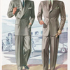 Model No. 907. Double-breasted drape or lounge style; Model No. 908. Three button drape or lounge style; Piped lower pockets.