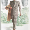 Model No. 914. Two button double-breasted sports style, three patched pockets, stitched edges, sport back with half belt and "free swing" pleats; Model No. 915. Two button peaked lapel sports style; Model No. 916. Three button tab collar sports style.