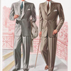 Model No. 917. Medium fitting two button style: a natural fitting peaked lapel model for business wear; Model No. 918. Medium fitting three button style: a notch lapel model.