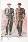Model No. 917. Medium fitting two button style: a natural fitting peaked lapel model for business wear; Model No. 918. Medium fitting three button style: a notch lapel model.