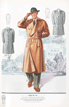 Model No. 933. Three button double-breasted belted raglan, top button does not button, split sleeves with cuffs, slash pockets; Model No. 934. Bal-raglan with military collar; Model No. 935. Smart raglan overcoat or topcoat.