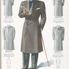 Model No. 939. Young men's three button double-breasted ulsterette; Model No. 940. Young men's fly front overcoat or topcoat; Model No. 941. Three button form fitting overcoat or topcoat; Model No. 942. Fly front bal-raglan; Model No. 943. Fly front Chesterfield overcoat or topcoat.