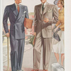 Model No. 103. Young men's three-button double-breasted style (two buttons to button); Model No. 104. Young men's three-button peaked lapel style.