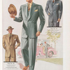 Model No. 105. Young men's two-button peaked lapel style; Model No. 106. Young men's one-button peaked lapel style; Model No. 107. Young men's four-button notch lapel style.