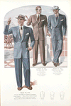 Model No. 213. Stylish two-button sports ensemble: notch lapels, three plain patch pockets; Model No. 214. Three-button sports model; Model No. 215. Double-breasted sports model.