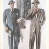 Model No. 219. Newest three-button university model; Model No. 220. Latest two-button university ensemble; Model No. 221. Four-button university model.
