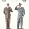 A group of conservative models; Model No. 225. Fashionable three-button conservative sack; Model No. 226. Appropriate two-button conservative model; Model No. 227. Three-button straight front conservative sack; Model No. 228. Three-button double-breasted conservative sack.