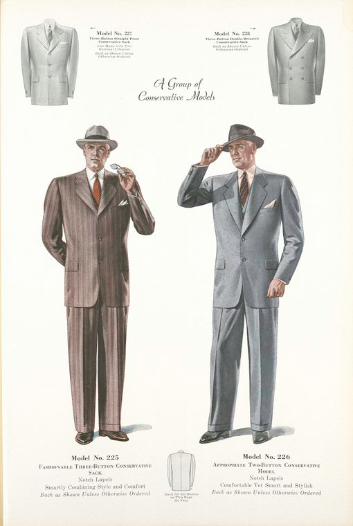 A group of conservative models; Model No. 225. Fashionable three-button ...