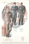 Model No. 205. Young men's three-button drape sack; Model No. 206. Young men's two-button drape sack; Model No. 207. Young men's double-breasted drape sack.