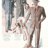 Model No. 216. Four-button sports ensemble; Model No. 217. Two-button sports model; Model No. 218. Latest three-button sports ensemble: notch lapels with tab collar, three plain patch pockets, stitched edges.