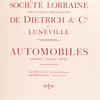 Société Lorraine des anciens établissements de Dietrich & Cie de Lunéville: Automobiles. [Title page.]