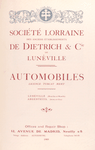 Société Lorraine des anciens établissements de Dietrich & Cie de Lunéville: Automobiles. [Title page.]