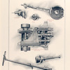Lorraine Diétrich automobile parts - carburettor, pump, brake on rear wheels, change speed gear with two direct drives, clutch, complete steering.