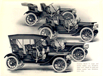 Franklin Model D single and double rumble seat runabout, upper view; Model H single and double rumble seat runabout, lower view.