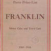 Franklin motor cabs and town cars: Parts price - list, 1909 - 1910 [Front cover].