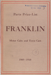 Franklin motor cabs and town cars: Parts price - list, 1909 - 1910 [Front cover].