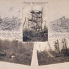 Elaborate observation post built in the Bois de Chaume ; View taken from the top of an observation post, showing top of dugout in the foreground ; Dugout shown to the left and kitchen to the right, flower bed in the centre.