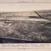 Large shell hole in railway bed at Vilosnes, notice large German ammunition dugouts in the background.