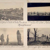 Montfaucon : Destroyed entrance to tunnel used by the German crown prince to reach the tower of the church ; View thru porthole of machine gun nest, shown in centre of picture four ; Ruins of church used as observation post ; Machine gun nest upper centre of picture.