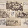 Captured pictures : Heavily shelled trench ; Transporting dead by rail ; Taken by a German showing American soldier going over the top ; Kaiser reviewing his troops.