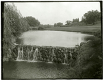 Lake scene with rock dam