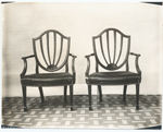 Mahogany chairs, Heppelwhite [i.e. Hepplewhite], used at Mt. Vernon.