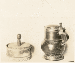 Tabacco box of Sir Walter Raleigh; silver mounted jug of John Winthrop.