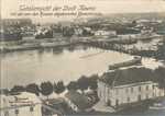 Totalansicht der Stadt Kowno mit der von den Russen abgebrannten Njemenbrücke.