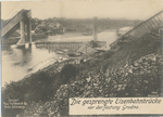 Die gesprengte Eisenbahnbrücke vor der Festung Grodno.