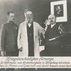 Kriegsbeschädigten-Fürsorge. Professor Dr. Höftmann vom Hindenburghaus in Königsberg mit einem Kriegsbeschädigten, der Messer und Gabel hält und damit bequem essen kahn.