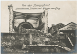 Von der Isonzofront. Zerschossene Kirche und Häuser on Görz.