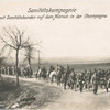 Sanitätskompagnie mit Sanitätshunden auf dem Marsch in der Champagne.