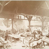 Men in a workshop hammering sheets of copper for the construction of the Statue of Liberty