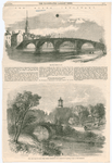 The TWA Brigs of Ayr - The Auld Brig of Doon, with Burns' monument and a glimpse of Aloway Kirk in the distance. [The Illustrated London News, Jan. 29, 1859, pg. 117]