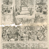 The Burns committee and members of the Caledionian clubs marching from the casino to the statue. Unveiling the statue to Robert Burns at Central Park. [The Daily Graphic, Oct. 5, 1880]