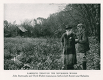 Rambling through the November woods. John Burroughs and Clyde Fisher examining an herb-roboert flower near Slabsides. [from 'Natural History, Sept. - Oct. 1931, pg. 501].