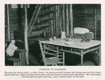 Interior of Slabsides ... a young visitor on the stair[from 'Natural History, Sept. - Oct. 1931, pg. 506].
