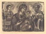 Bozhiia Mater' tipa Odigitrii, s pripisnymi sv. Georgiem i sv. Nikolaem.