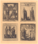 Svv. Koz'ma i Damian".  "Sv. blagovernyi kniaz' Mikhail Tverskoi" i "sviatia velikomuchenitsa Ekaterina" ; Ot Deisusnago poiasa predstoiashchie- svv. apostoly Iakov, brat Gospoden, Iakov Alfeev i Prokhor ; Sviatye- prorok Samuil i Andrei Kritskii. Nad nimi Obraz Korsunskoi Bozzhieei Materi.