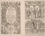 Zaglavnii list k Alfavitu Maksimovicha 1705 goda, s izobrazheniiami russkikh tsarei; Graviura Shchirskago.