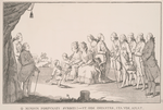 Ekaterina II v krugu sem'i i pridvornykh, grav. Sido, 1782 g.