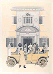 People in their Peerless automobile parked in front of their  mansion.