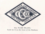 The Courier Car Company; Our name plate, look for it on the front of radiator.