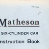 Matheson six-cylinder car: Instruction book [Front cover].