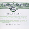 Moline; The car for anywhere; Models K and M [Title page].